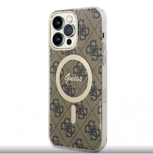 Guess 4G IML MagSafe Fodral för iPhone 14 Pro Max Brun