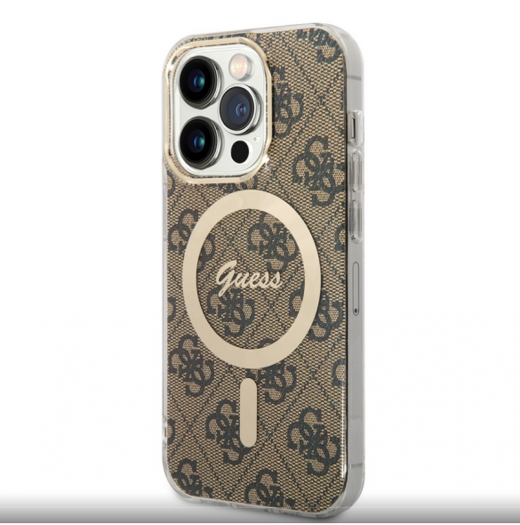 Guess 4G IML MagSafe Fodral för iPhone 14 Pro Brown