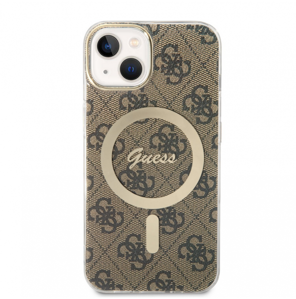 Guess 4G IML MagSafe Fodral för iPhone 14 Brun
