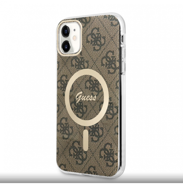 Guess 4G IML MagSafe Fodral för iPhone 11 Brun