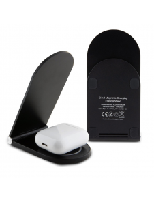 Karl Lagerfeld Aluminium Desktop Trådlös Magnetisk Laddare 2in1 Ikonic NFT Svart