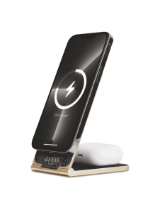 Guess Aluminium Desktop Trådlös Magnetisk Laddare 2in1 4G Mönster Svart