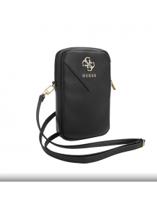 Guess PU Grained 4G Metal Logo Plånbok Telefonväska Dragkedja Svart