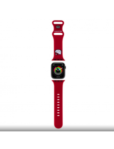 Hello Kitty flytande silikon Kitty Head Logo Klockarmband för Apple Watch 38/40 mm Röd