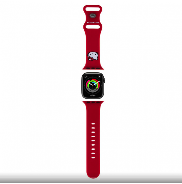 Hello Kitty flytande silikon Kitty Head Logo Klockarmband för Apple Watch 38/40 mm Röd
