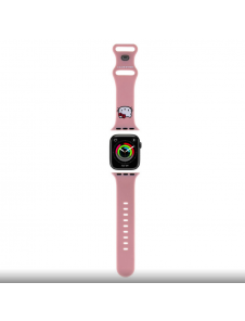 Hello Kitty flytande silikon Kitty Head Logo Klockarmband för Apple Watch 38/40 mm Rosa