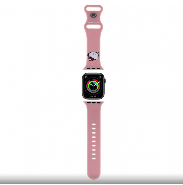 Hello Kitty flytande silikon Kitty Head Logo Klockarmband för Apple Watch 38/40 mm Rosa
