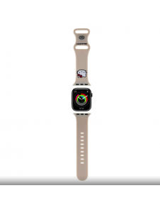 Hello Kitty flytande silikon Kitty Head Logo Klockarmband för Apple Watch 38/40 mm Beige