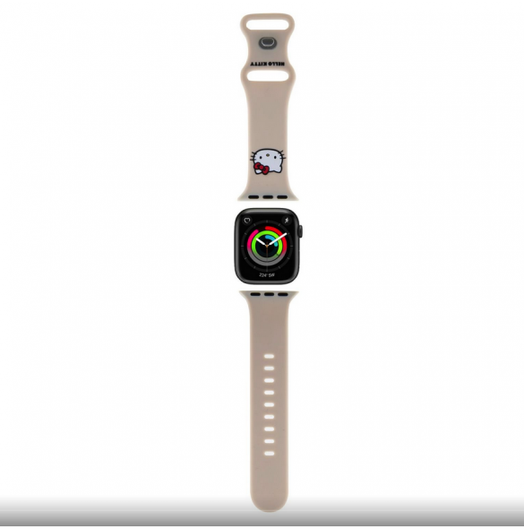 Hello Kitty flytande silikon Kitty Head Logo Klockarmband för Apple Watch 38/40 mm Beige