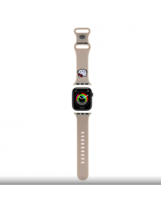 Hello Kitty flytande silikon Kitty Head Logo Klockarmband för Apple Watch 38/40 mm Beige