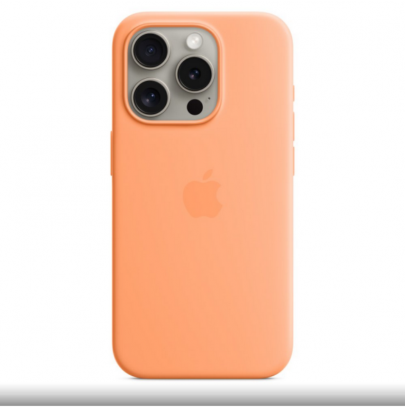 MT1H3ZM/A Apple Silikon Magsafe Skal för iPhone 15 Pro Orange Sorbet