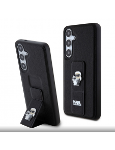 Karl Lagerfeld Saffiano Grip Stand Metall Logotyp Bakskal till Samsung Galaxy S24+ Svart