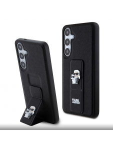 Karl Lagerfeld Saffiano Grip Stand Metall Logotyp Bakskal till Samsung Galaxy S24+ Svart