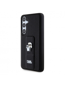 Karl Lagerfeld Saffiano Grip Stand Metall Logotyp Bakskal till Samsung Galaxy S24+ Svart