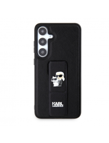 Karl Lagerfeld Saffiano Grip Stand Metall Logotyp Bakskal till Samsung Galaxy S24+ Svart