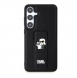 Karl Lagerfeld Saffiano Grip Stand Metall Logotyp Bakskal till Samsung Galaxy S24+ Svart