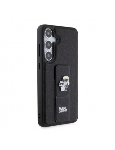 Karl Lagerfeld Saffiano Grip Stand Metall Logotyp Bakskal till Samsung Galaxy S24+ Svart