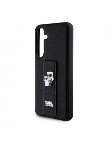 Karl Lagerfeld Saffiano Grip Stand Metall Logotyp Bakskal till Samsung Galaxy S24+ Svart