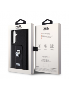 Karl Lagerfeld Saffiano Grip Stand Metall Logotyp Bakskal till Samsung Galaxy S24+ Svart
