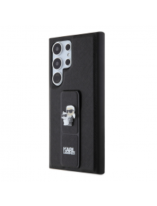 Karl Lagerfeld Saffiano Grip Stand Metall Logotyp Bakskal till Samsung Galaxy S24 Ultra Black