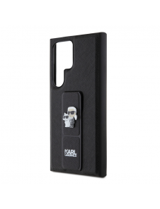 Karl Lagerfeld Saffiano Grip Stand Metall Logotyp Bakskal till Samsung Galaxy S24 Ultra Black