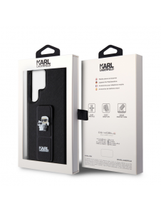 Karl Lagerfeld Saffiano Grip Stand Metall Logotyp Bakskal till Samsung Galaxy S24 Ultra Black