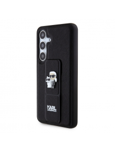 Karl Lagerfeld Saffiano Grip Stativ Metall Logotyp Bakskal till Samsung Galaxy S24 Svart