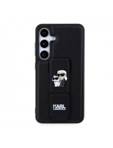 Karl Lagerfeld Saffiano Grip Stativ Metall Logotyp Bakskal till Samsung Galaxy S24 Svart