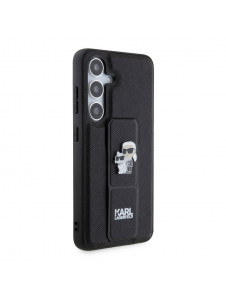 Karl Lagerfeld Saffiano Grip Stativ Metall Logotyp Bakskal till Samsung Galaxy S24 Svart