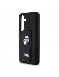Karl Lagerfeld Saffiano Grip Stativ Metall Logotyp Bakskal till Samsung Galaxy S24 Svart