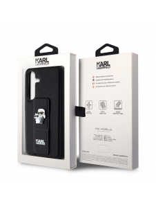 Karl Lagerfeld Saffiano Grip Stativ Metall Logotyp Bakskal till Samsung Galaxy S24 Svart