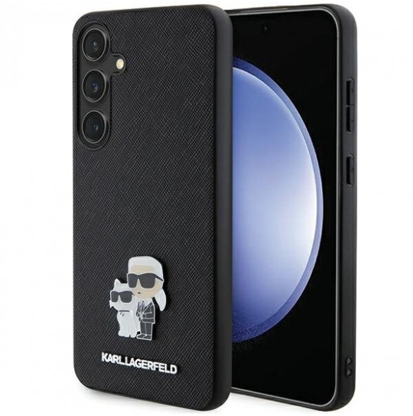 Karl Lagerfeld PU Saffiano Metal Karl och Choupette Bakskal till Samsung Galaxy S24+ Svart