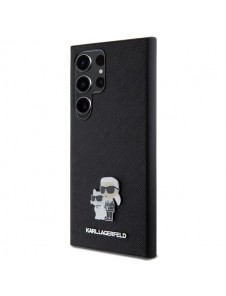 Karl Lagerfeld PU Saffiano Metall Karl och Choupette Bakskal till Samsung Galaxy S24 Ultra Black