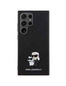 Karl Lagerfeld PU Saffiano Metall Karl och Choupette Bakskal till Samsung Galaxy S24 Ultra Black