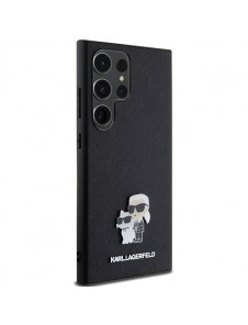 Karl Lagerfeld PU Saffiano Metall Karl och Choupette Bakskal till Samsung Galaxy S24 Ultra Black