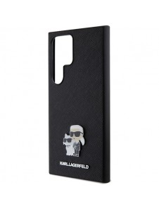 Karl Lagerfeld PU Saffiano Metall Karl och Choupette Bakskal till Samsung Galaxy S24 Ultra Black