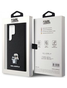 Karl Lagerfeld PU Saffiano Metall Karl och Choupette Bakskal till Samsung Galaxy S24 Ultra Black