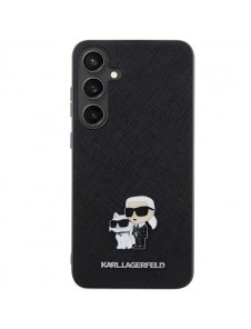 Karl Lagerfeld PU Saffiano Metall Karl och Choupette Bakskal till Samsung Galaxy S24 Svart
