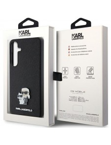 Karl Lagerfeld PU Saffiano Metall Karl och Choupette Bakskal till Samsung Galaxy S24 Svart