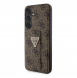 Guess PU Grip Stand 4G Strass Triangle Metal Logo Bakre skal till Samsung Galaxy S24+ Brun