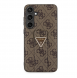 Guess PU Grip Stand 4G Strass Triangle Metal Logo Bakre skal till Samsung Galaxy S24+ Brun
