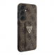 Guess PU Grip Stand 4G Strass Triangle Metal Logo Bakre skal till Samsung Galaxy S24+ Brun