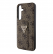 Guess PU Grip Stand 4G Strass Triangle Metal Logo Bakre skal till Samsung Galaxy S24+ Brun