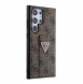 Guess PU Grip Stand 4G Strass Triangle Metal Logo Bakre skal till Samsung Galaxy S24 Ultra Brown