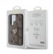 Guess PU Grip Stand 4G Strass Triangle Metal Logo Bakre skal till Samsung Galaxy S24 Ultra Brown