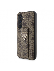 Guess PU Grip Stand 4G Strass Triangle Metal Logo Bakre skal till Samsung Galaxy S24 Brown