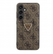 Guess PU Grip Stand 4G Strass Triangle Metal Logo Bakre skal till Samsung Galaxy S24 Brown