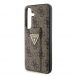 Guess PU Grip Stand 4G Strass Triangle Metal Logo Bakre skal till Samsung Galaxy S24 Brown