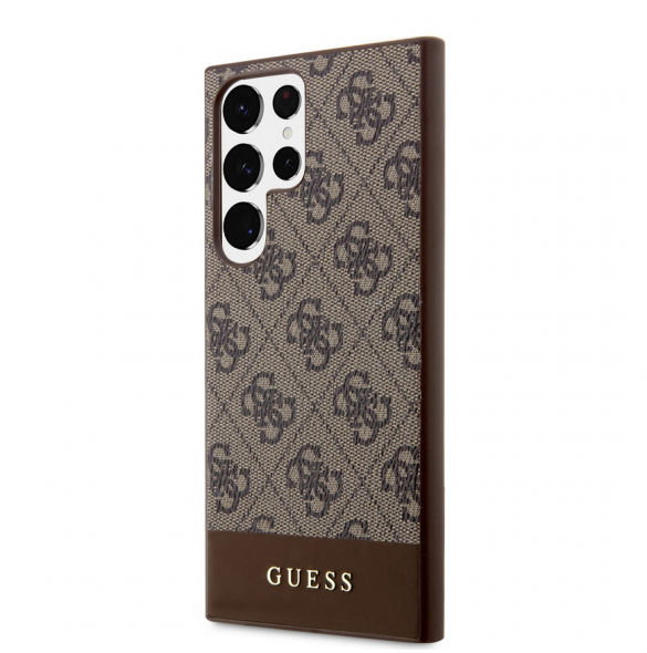 Guess PU 4G Stripe Bakskal till Samsung Galaxy S24 Ultra Brown