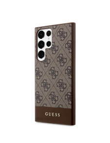 Guess PU 4G Stripe Bakskal till Samsung Galaxy S24 Ultra Brown